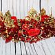 Red and gold Dolce headband crown Beaded tiara Red royal diadem. Headband. Beaded jewelry by Mariya Klishina. My Livemaster. Фото №5