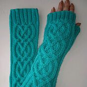 Аксессуары handmade. Livemaster - original item Mittens long knitted Milada, St. emerald. Handmade.