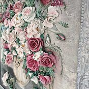 Panel sculptural painting with roses 