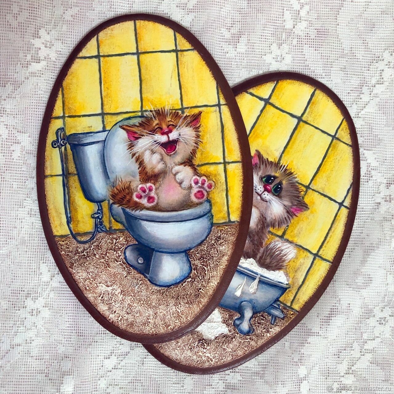 Рисунки на ванну и туалет