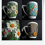 Посуда handmade. Livemaster - original item Mug decorated with polymer clay. Handmade.