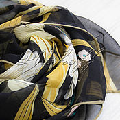 Аксессуары handmade. Livemaster - original item Crepe de Chine black handkerchief with hand hem. Handmade.