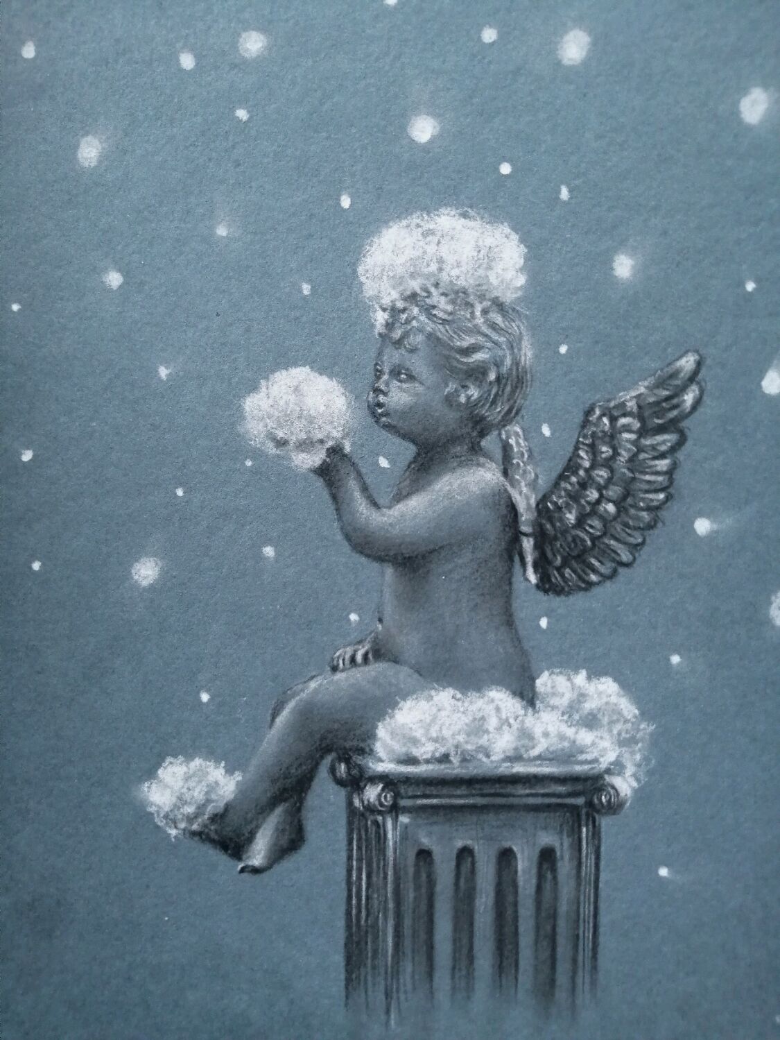 Ангел снежный рисунок