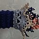 Синие вязаные манжеты с ажурным кружевом из шерсти. Митенки. NLadoga. Ярмарка Мастеров.  Фото №4