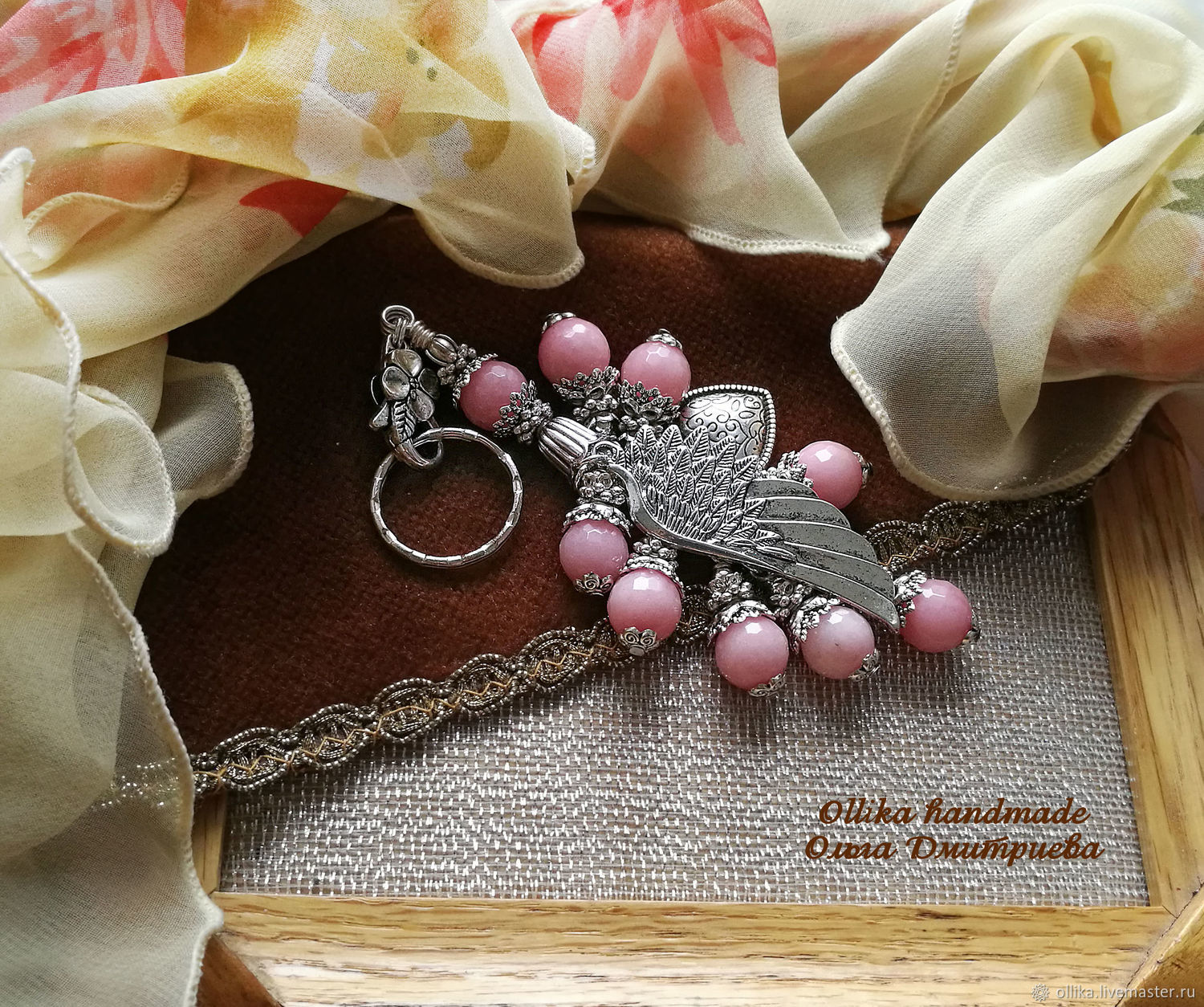 Брелок Крыло Ангела, украшение на сумку розовый брелок
