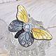  Желтая бабочка. Серая бабочка, Брошь-булавка, Севастополь,  Фото №1