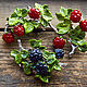 Brooch 'Raspberry', 'Blackberry' lampwork berries, Brooches, St. Petersburg,  Фото №1