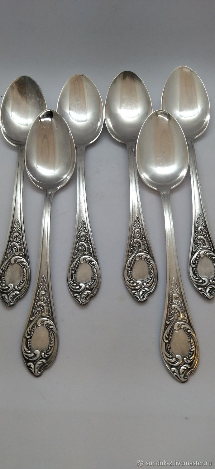 Винтаж: ЛОЖКИ БОЛЬШИЕ СТОЛОВЫЕ 6 шт. МЕЛЬХИОР, ЗИД СССР купить в ...
