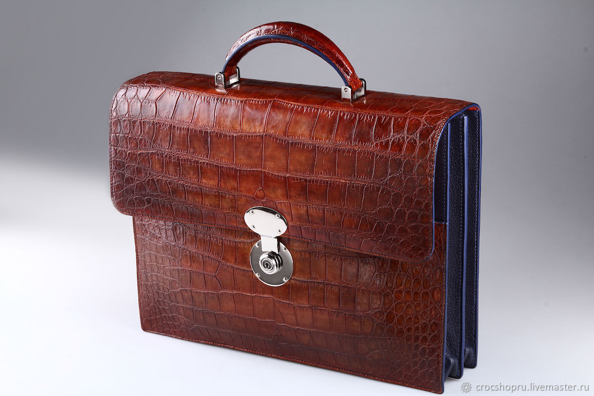 Crocodile leather briefcase, hand-assembled IMA0995K, Brief case, Moscow,  Фото №1