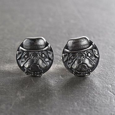 Украшения ручной работы. Ярмарка Мастеров - ручная работа Запонки Мопс. Handmade.