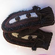 Аксессуары handmade. Livemaster - original item Knitted mittens with lining, brown.. Handmade.