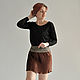 Pleated skirt brown at the yoke. Skirts. Tolkoyubki. Online shopping on My Livemaster.  Фото №2