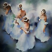 Картины и панно handmade. Livemaster - original item Painting Pastel Ballet (gray-blue-green ballerinas). Handmade.