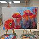 Huge interior painting with bright poppies 110 by 70 cm, Pictures, St. Petersburg,  Фото №1