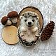 Brooch hedgehog Fawn felted wool pin app dry felting, Jerzy, Brooches, Sochi,  Фото №1