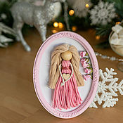 Для дома и интерьера handmade. Livemaster - original item Macrame doll. Rose dress,  in photo frame. Handmade.