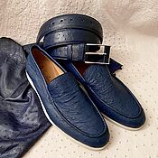Обувь ручной работы handmade. Livemaster - original item Men`s set, loafers belt, genuine ostrich leather!. Handmade.