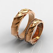 Свадебный салон handmade. Livemaster - original item Wedding Rings 585 Gold Silk (Ob72). Handmade.