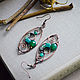 Copper earrings with green stones Oval earrings leaves with curls. Earrings. Strangell Jewelry. Online shopping on My Livemaster.  Фото №2