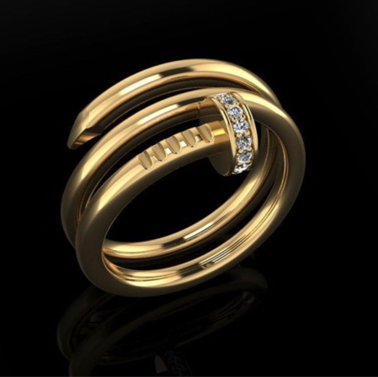 Золотое кольцо гвоздь Картье