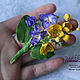 Brooch made of polymer clay ' Violets-buttercups, buttercups-violets'. Brooches. Irina Luzanova. Online shopping on My Livemaster.  Фото №2
