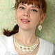 Necklace and earring beaded Charm embroidery white gold, Jewelry Sets, Novosibirsk,  Фото №1