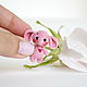 Pink elephant toy knitted miniature. Miniature figurines. Natalie crochet flowers. My Livemaster. Фото №6