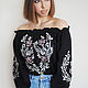 Black embroidered blouse 'Painted patterns'. Blouses. KVITKA. Online shopping on My Livemaster.  Фото №2
