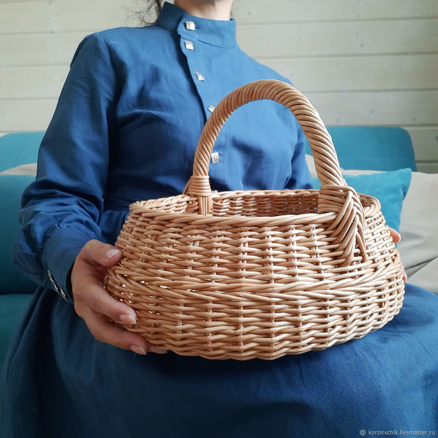 Плетеная корзина для грибов. Овальная корзина для продуктов с ручкой в ...