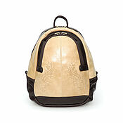 Сумки и аксессуары handmade. Livemaster - original item Backpacks: Backpack women`s leather brown beige Betty Mod. R. 23-622. Handmade.