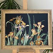 Картины и панно handmade. Livemaster - original item Oil painting. Irises. Hokusai. Still life.. Handmade.