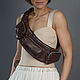 Order Brown Leather Belt Bag on a Hip. Lollypie - Modiste Cat. Livemaster. . Men\'s bag Фото №3