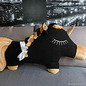 Для дома и интерьера handmade. Livemaster - original item Unicorn pillow toy, Big Pony Gift Black.. Handmade.