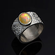 Украшения handmade. Livemaster - original item Slavic ring with Ethiopian opal. Unisex. Engagement ring.. Handmade.