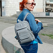 Сумки и аксессуары handmade. Livemaster - original item Backpacks: Women`s Leather Grey Karen Mod Backpack. P47 - 741. Handmade.