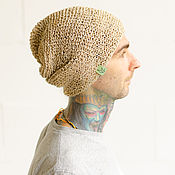Product copy Beanie hat made of hemp, rainbow color #087