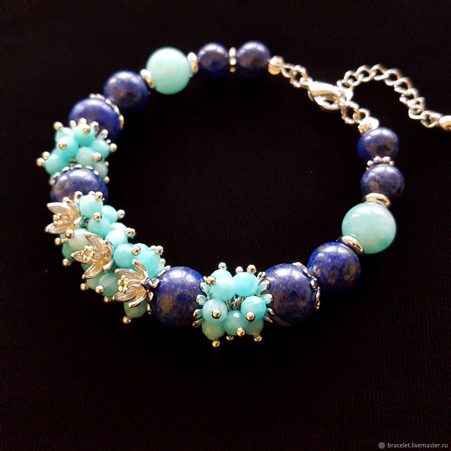 Браслет из натуральных камней лазурита и амазонита купить в интернет ...