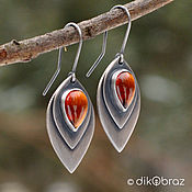 Украшения handmade. Livemaster - original item Silver Leaf earrings with natural garnets. Handmade.