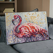 Картины и панно handmade. Livemaster - original item Oil painting Flamingo. Painting in pink tones in the bedroom. Handmade.
