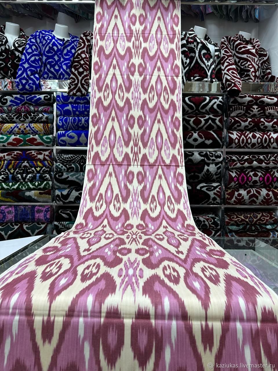 Uzbek cotton ikat hand weaving. F018, Fabric, Odintsovo,  Фото №1