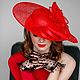 Красная шляпа летняя для скачек, Шляпы, Нижний Новгород,  Фото №1