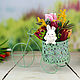 Order Soap bouquet in a metal planter White rabbit with tulips. Soap-making workshop. Livemaster. . Soap Фото №3