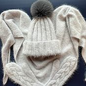 Зимняя двойная шапка с огромным помпоном