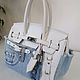 Джинсовая кожаная сумка в стиле Birkin 25. My Handmade. Классическая сумка. Magic denim in art. Ярмарка Мастеров.  Фото №5