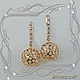Earrings 'Openwork BALL' gold 585, Swarovski crystals. Earrings. MaksimJewelryStudio. My Livemaster. Фото №5