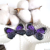 Украшения handmade. Livemaster - original item Transparent Bright Purple Butterfly Earrings Boho Jewelry. Handmade.