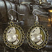Украшения handmade. Livemaster - original item Steampunk earrings "STIMPANK CLOCK MECHANISM" bronze long. Handmade.