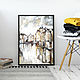 Pintura al óleo sobre lienzo Amsterdam (paisaje urbano beige blanco), Pictures, Yuzhno-Uralsk,  Фото №1