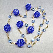 Работы для детей, handmade. Livemaster - original item Long Blue beads with braided beads. Handmade.