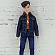Темно-синяя джинсовая куртка для Барби Petit. Одежда для кукол. ShandollsFashion. Интернет-магазин Ярмарка Мастеров.  Фото №2